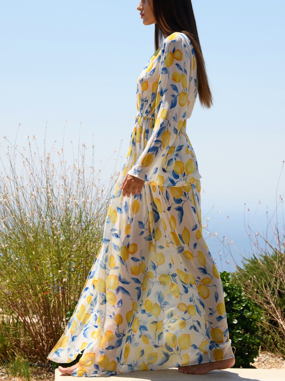 Alexandra Mira Lemon Print Maxi